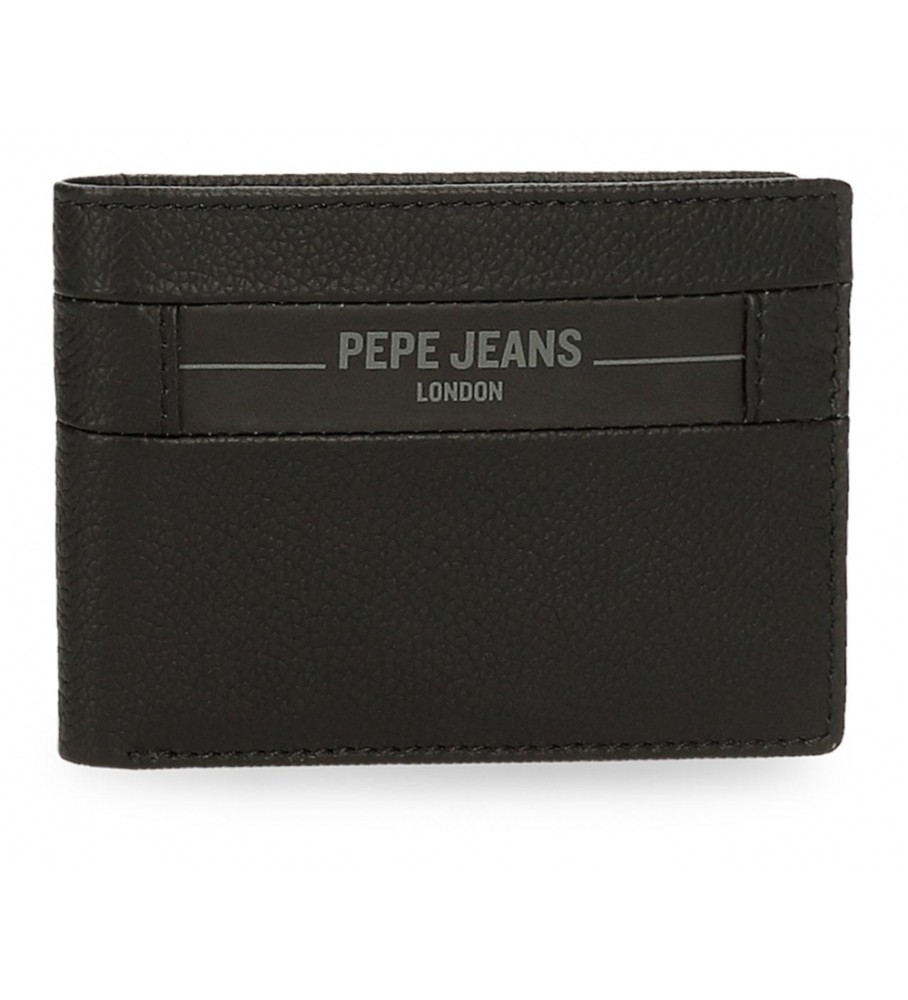 Carteira Pepe Jeans Checkbox em couro preto