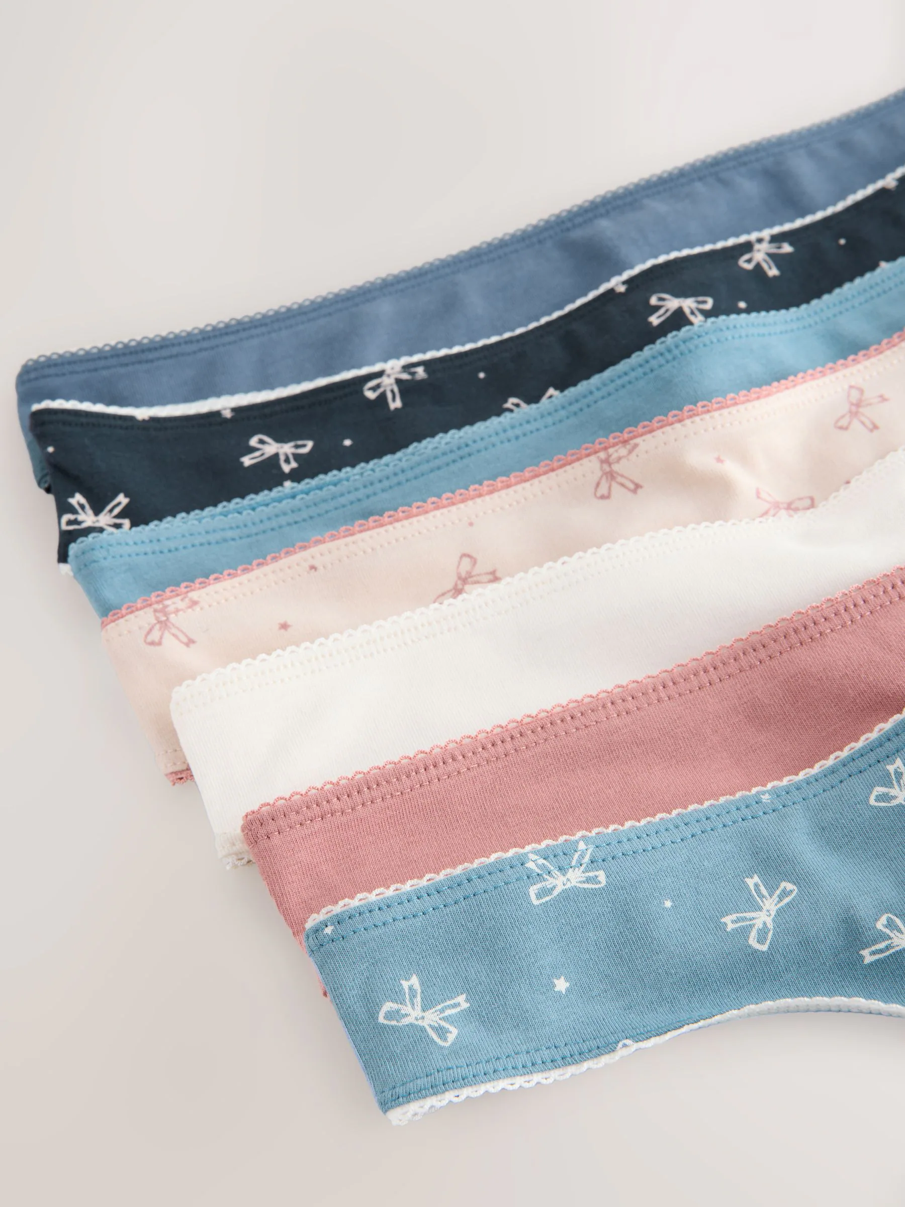 Blue Bows - Set van 7 slips met hoog katoengehalte