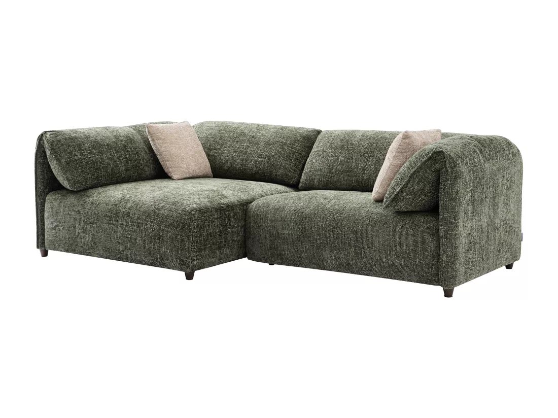Canapé angle gauche en tissu texturé vert LOUSOPA de Maison Céphy