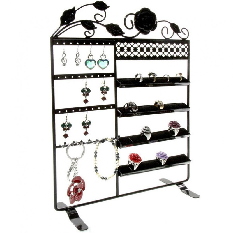 Porte bijoux porte bijoux cadre fleur boucle bracelet bague et accessoire Noir
