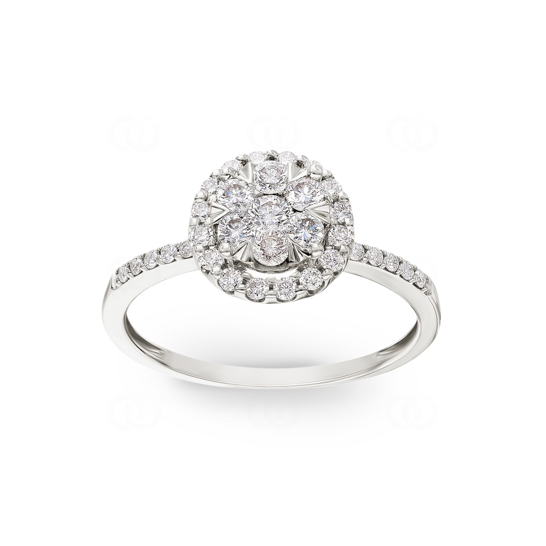 0.50 Karat Diamanten Halo Verlobungsring 750/18 K Weissgold