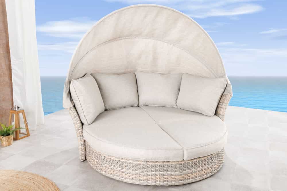 Drehbare Sonneninsel SEATTLE 195cm greige mit Sonnendach inkl. Kissen