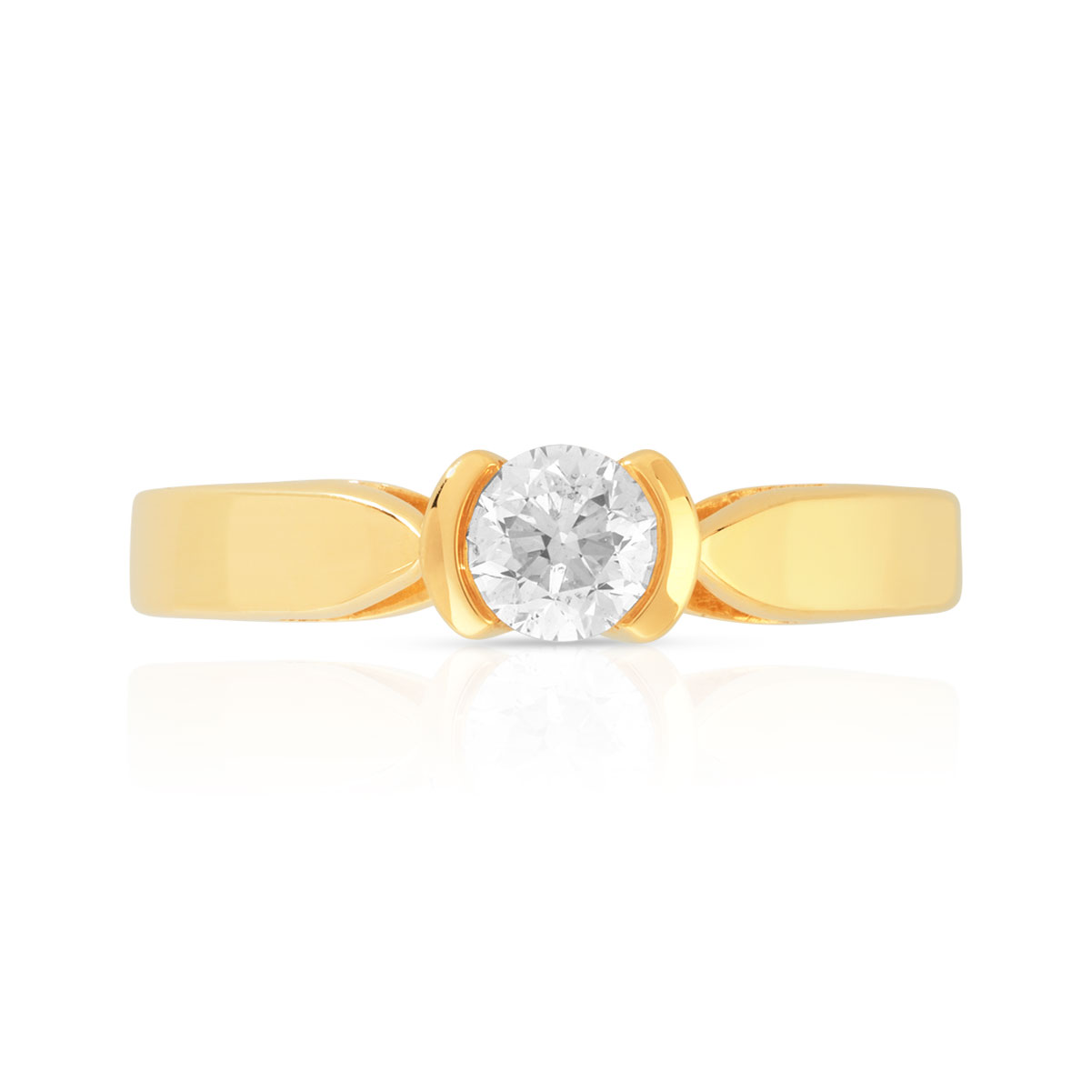 Bague solitaire or 750 jaune diamant synthétique 0.30 carat