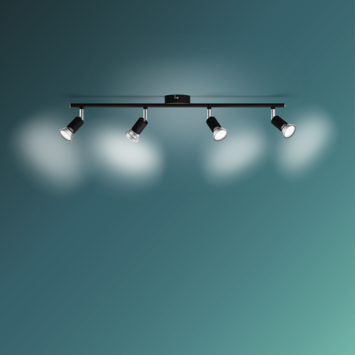 Philips Limbali 4-lichts opbouwspot zwart 50W