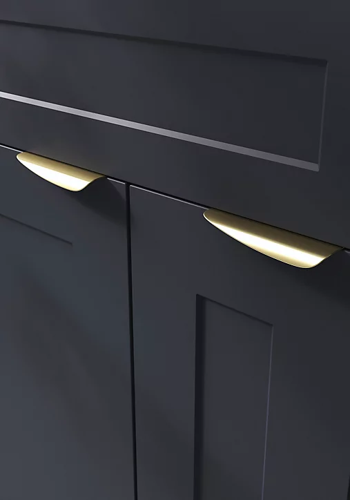 Poignée de meuble Incurvé GoodHome Mehaban effet laiton satin doré l.120mm x l.44mm x H. 13mm entraxe 96mm