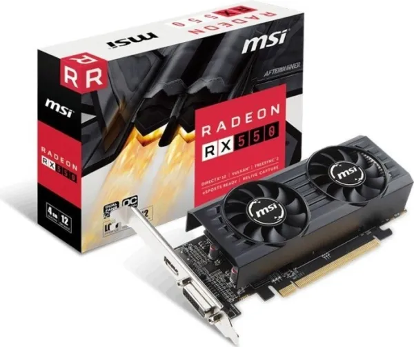 MSI RX 550 4GT LP OC - Grafikkort - Radeon RX 550 - 4 GB GDDR5 - PCIe 3.0 x8 lavprofil - DVI, HDMI