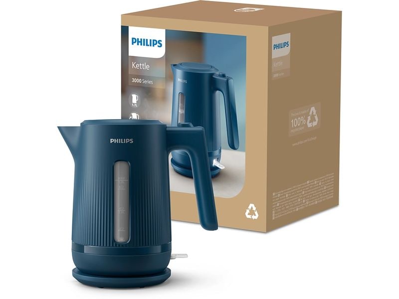 Philips Wasserkocher 3000 Series HD9411/71 1.7 l, Malibu Bl Wasserkocher mit grosser Deckelöffnung