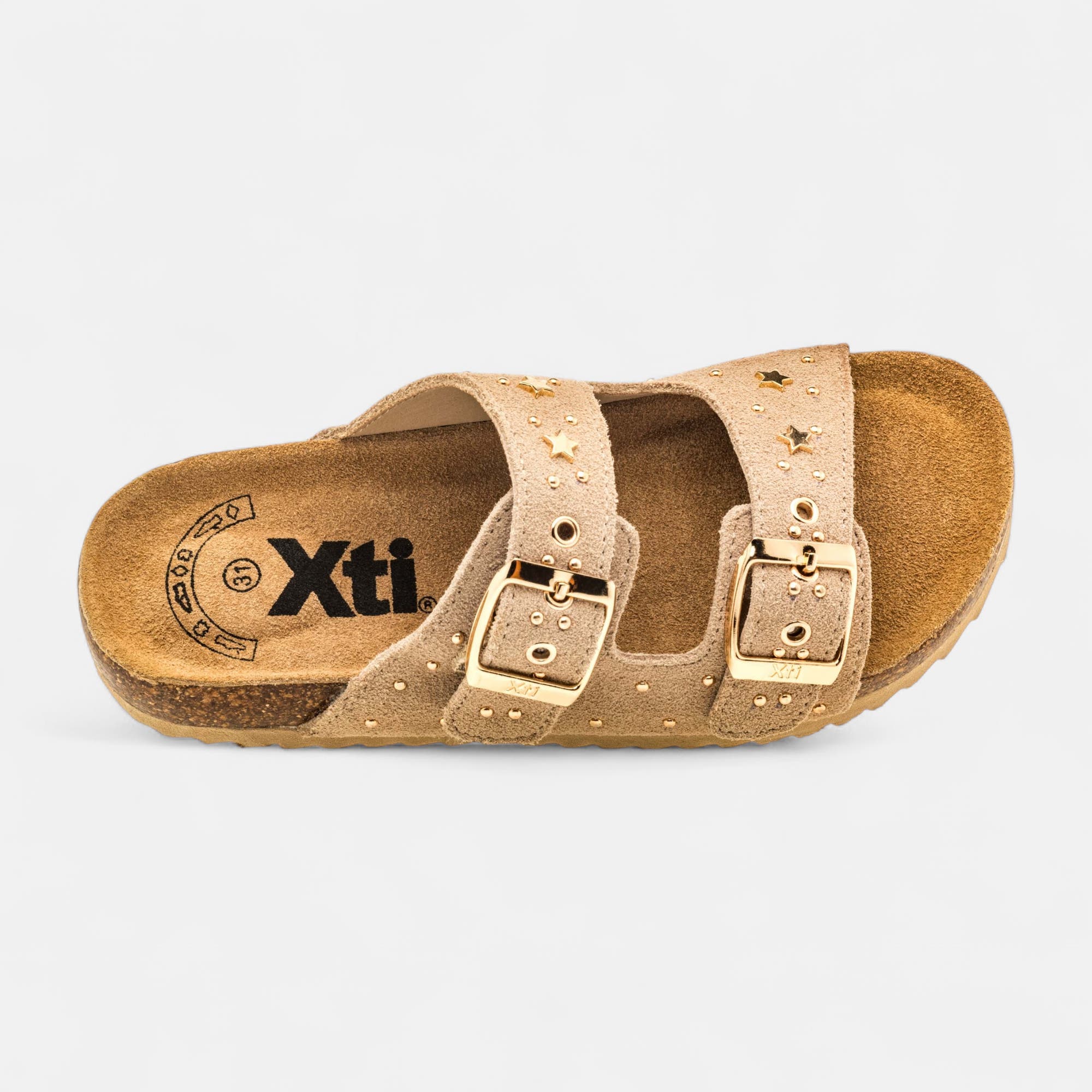 Mules semelle liège Fille en cuir beige