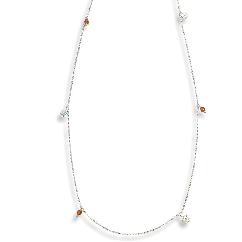 Sautoir ambre argent