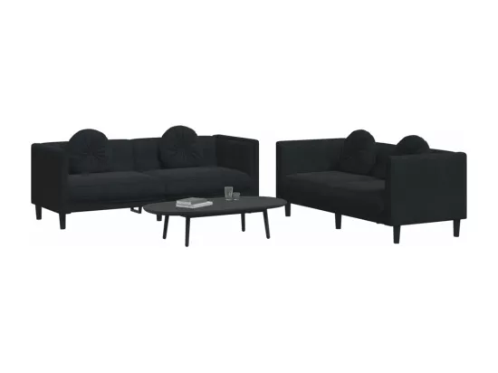 Ensemble de canapés 2 pièces avec coussins noir velours