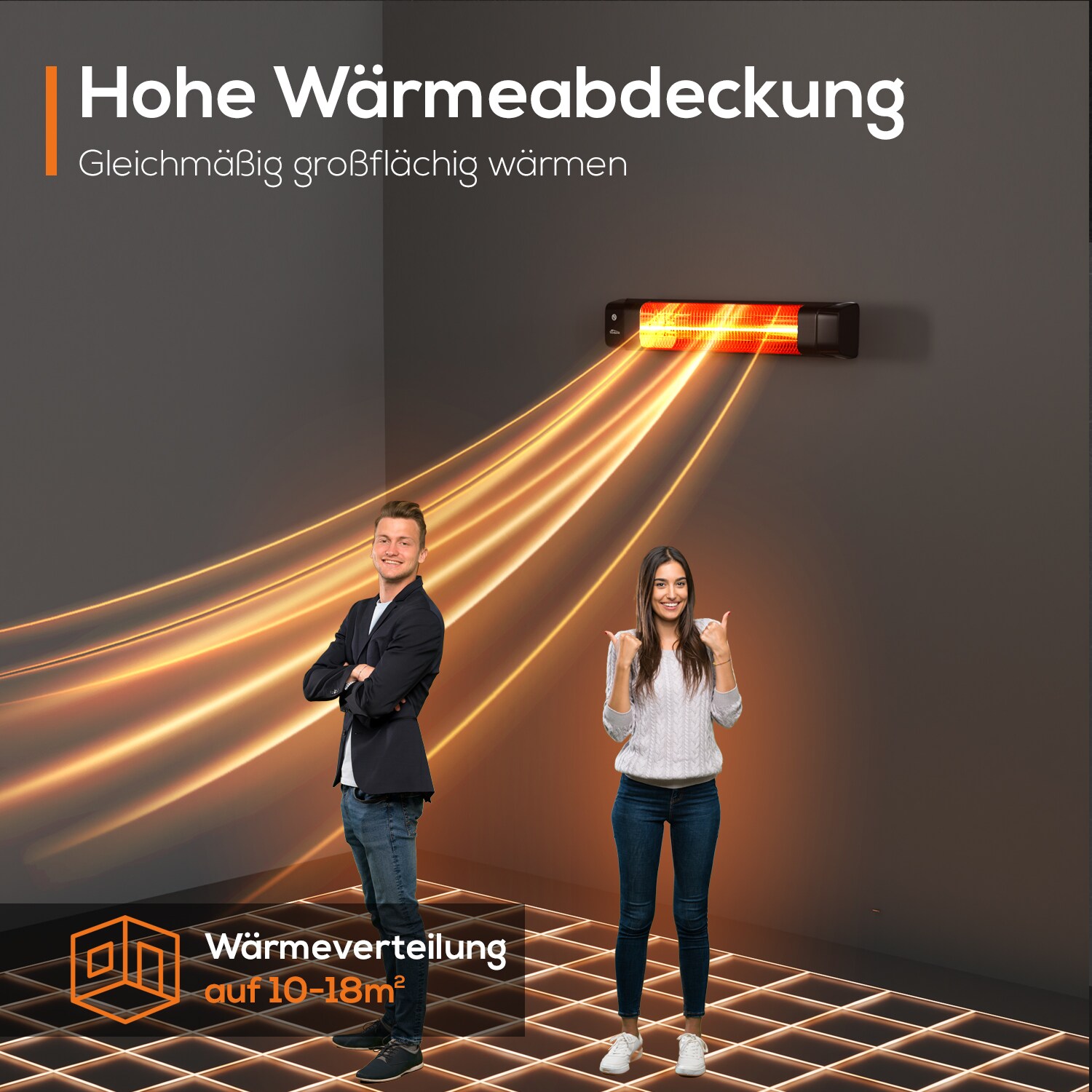 Tronitechnik® Infrarot Heizstrahler mit Fernbedienung Wärmestrahler Terrassenstrahler Innen & Außen Wand-Heizstrahler