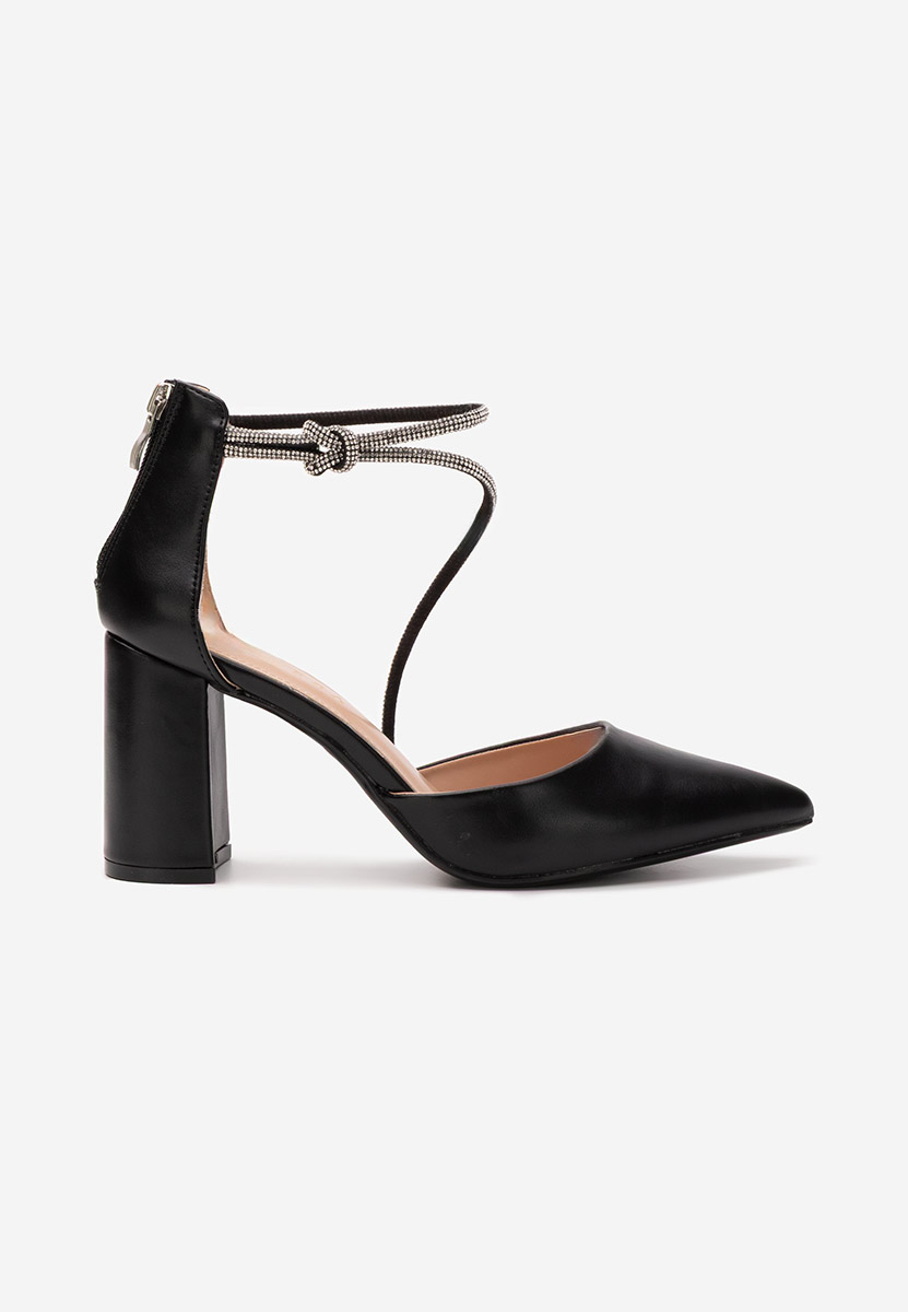 Chaussures élégantes à talon épais noirs Analy