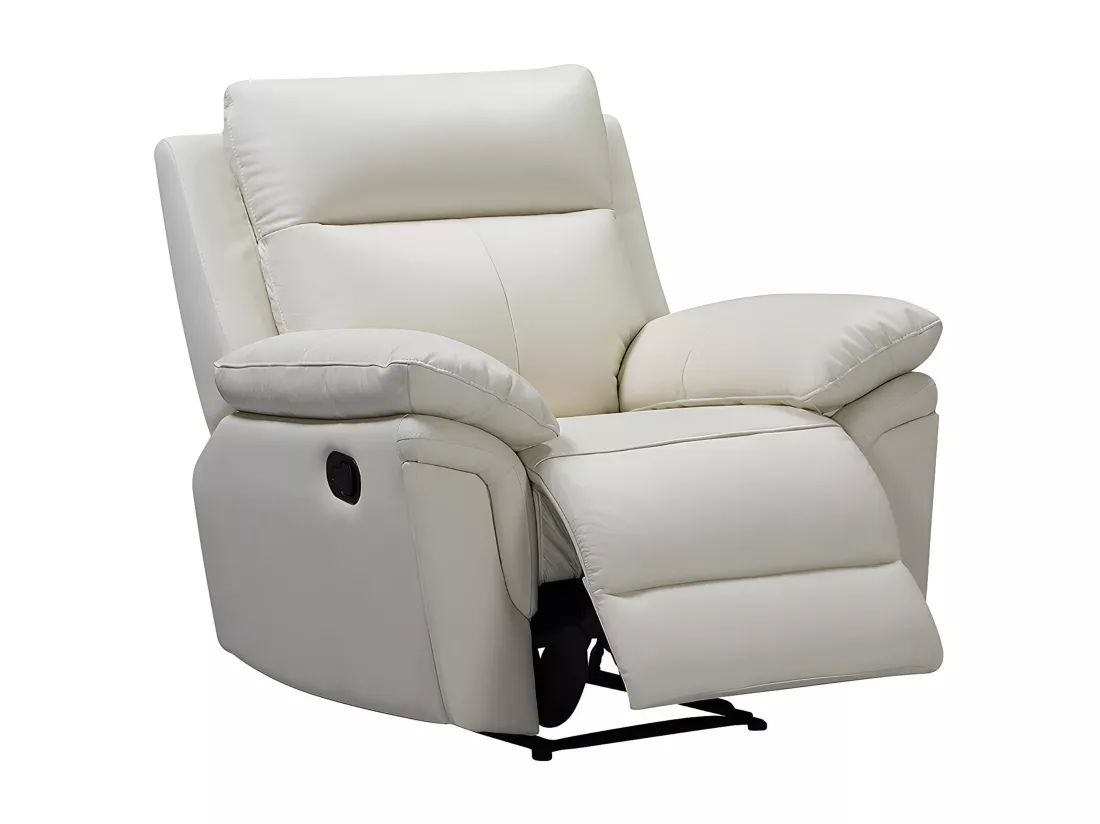 Fauteuil relax en cuir de buffle PAKITA - Ivoire
