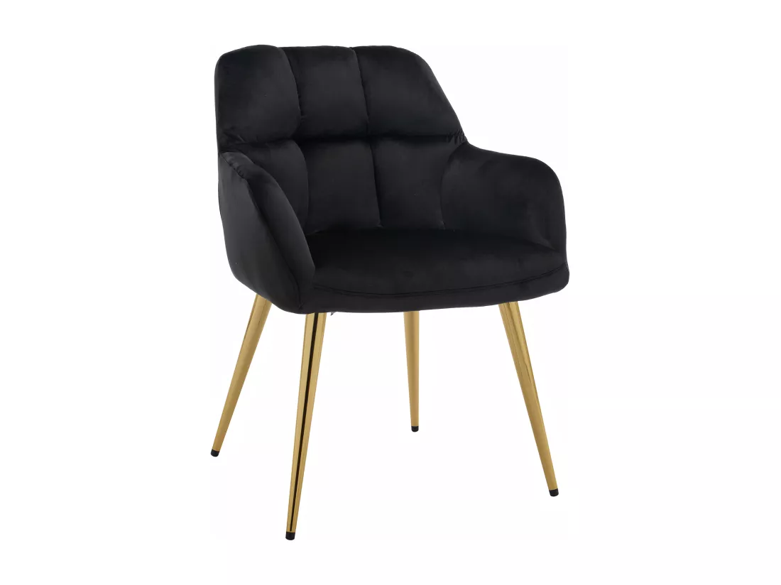 Lot de 2 chaises avec accoudoirs en velours et métal doré - Noir - PEGA de Pascal MORABITO