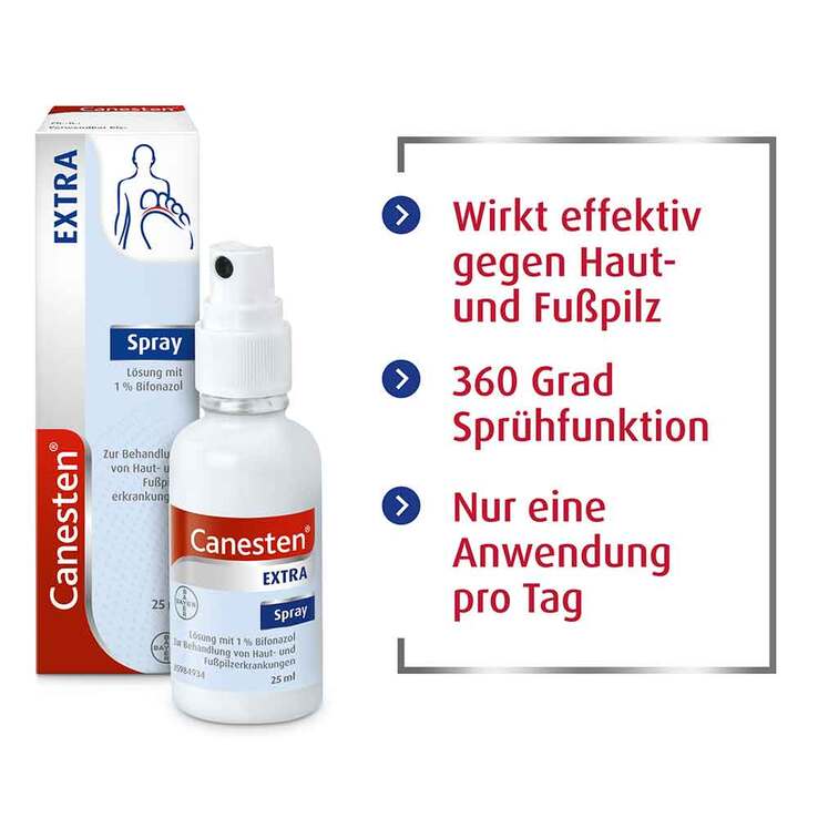 Canesten EXTRA Spray gegen Pilzerkrankungen der Haut, 25 ml