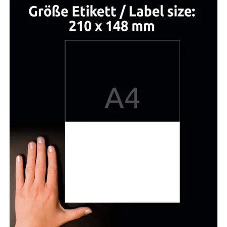 Avery Zweckform 3655 Universal-Etiketten,A4 mit ultragrip,210 x 148 mm, 100 Bogen/200 Etiketten, weiß