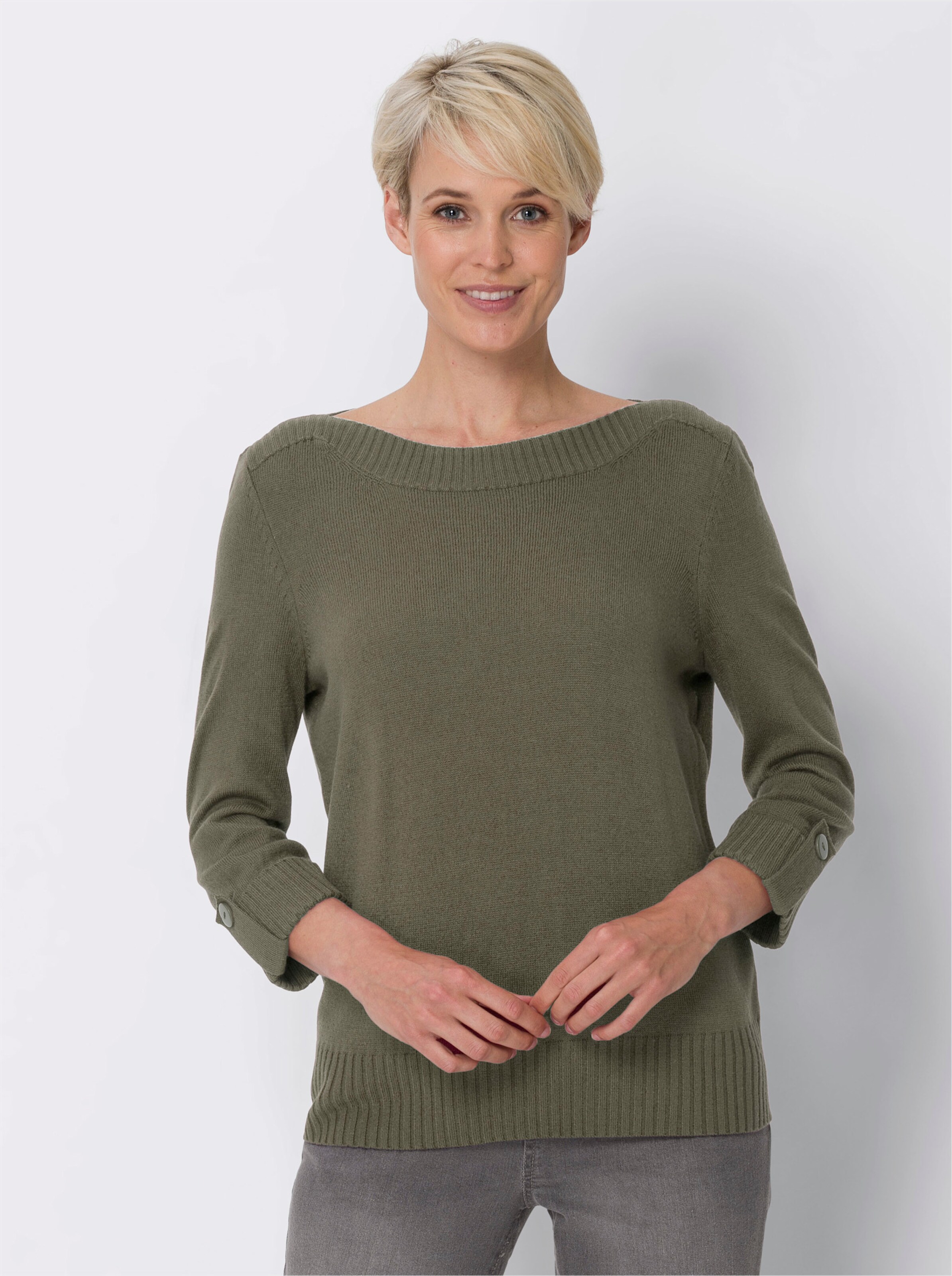 34 Arm-Pullover mit U-Boot-Ausschnitt