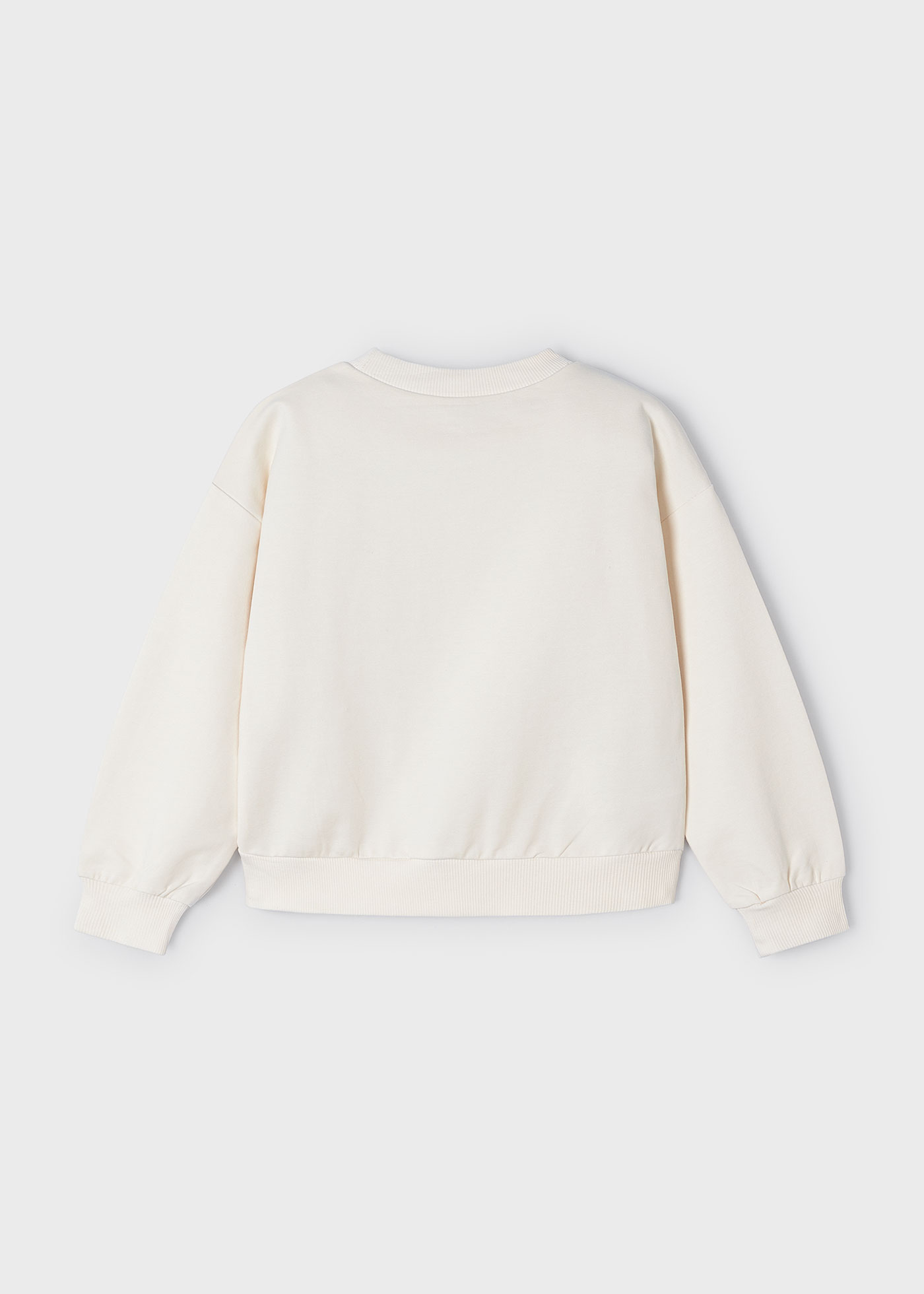 Moletom feminino bordado Better Cotton, cor off-white