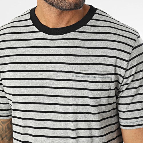 Tee Shirt Poche A Rayures GMS Nash Gris Clair Chiné