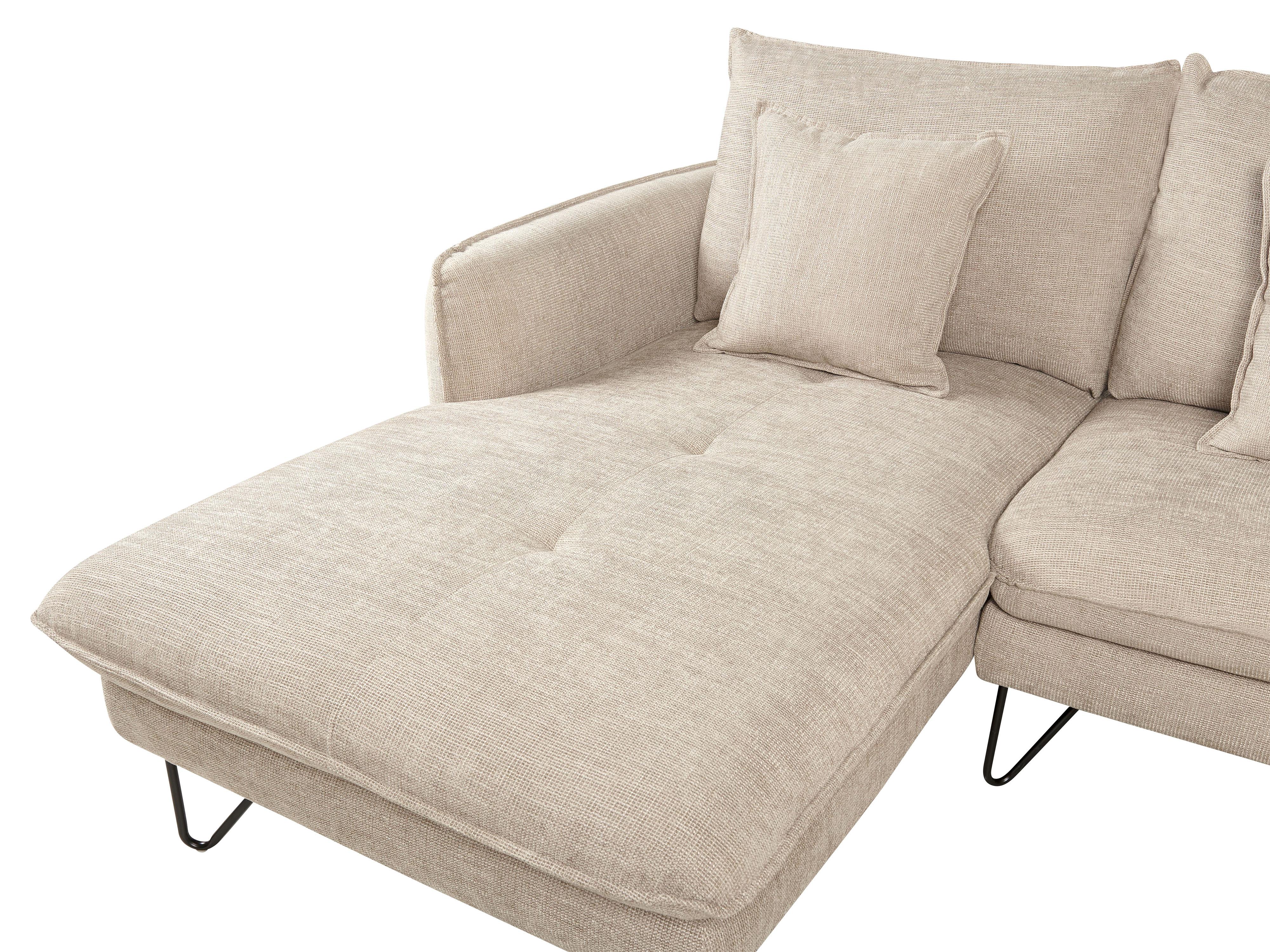 Hoekbank 3-zits SERSAN Chenille Beige rechtszijdig
