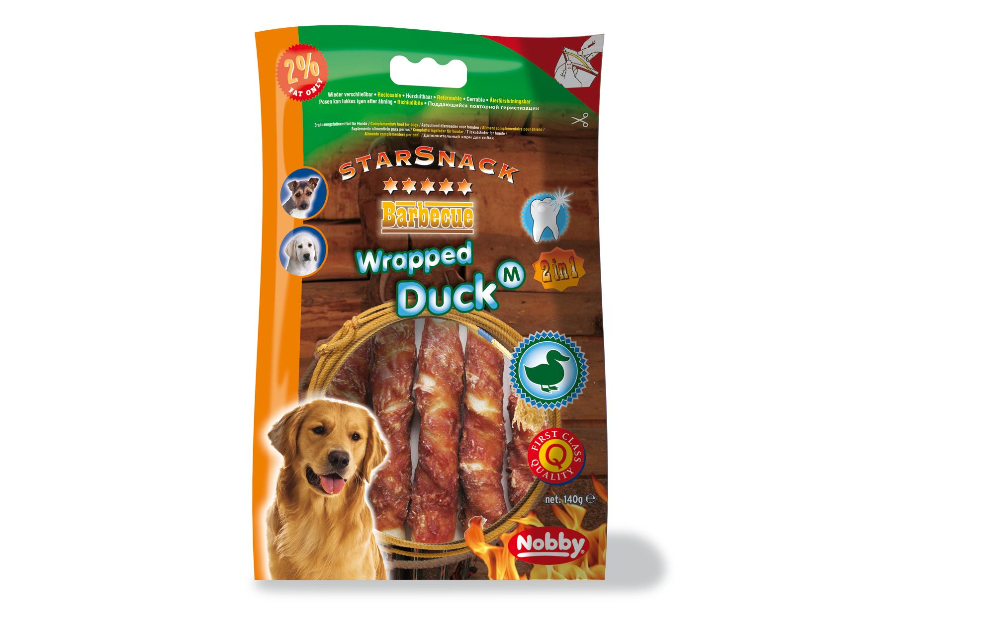 Kausnack StarSnack Barbecue Wrapped Duck M, 140 gKauspass für Hunde