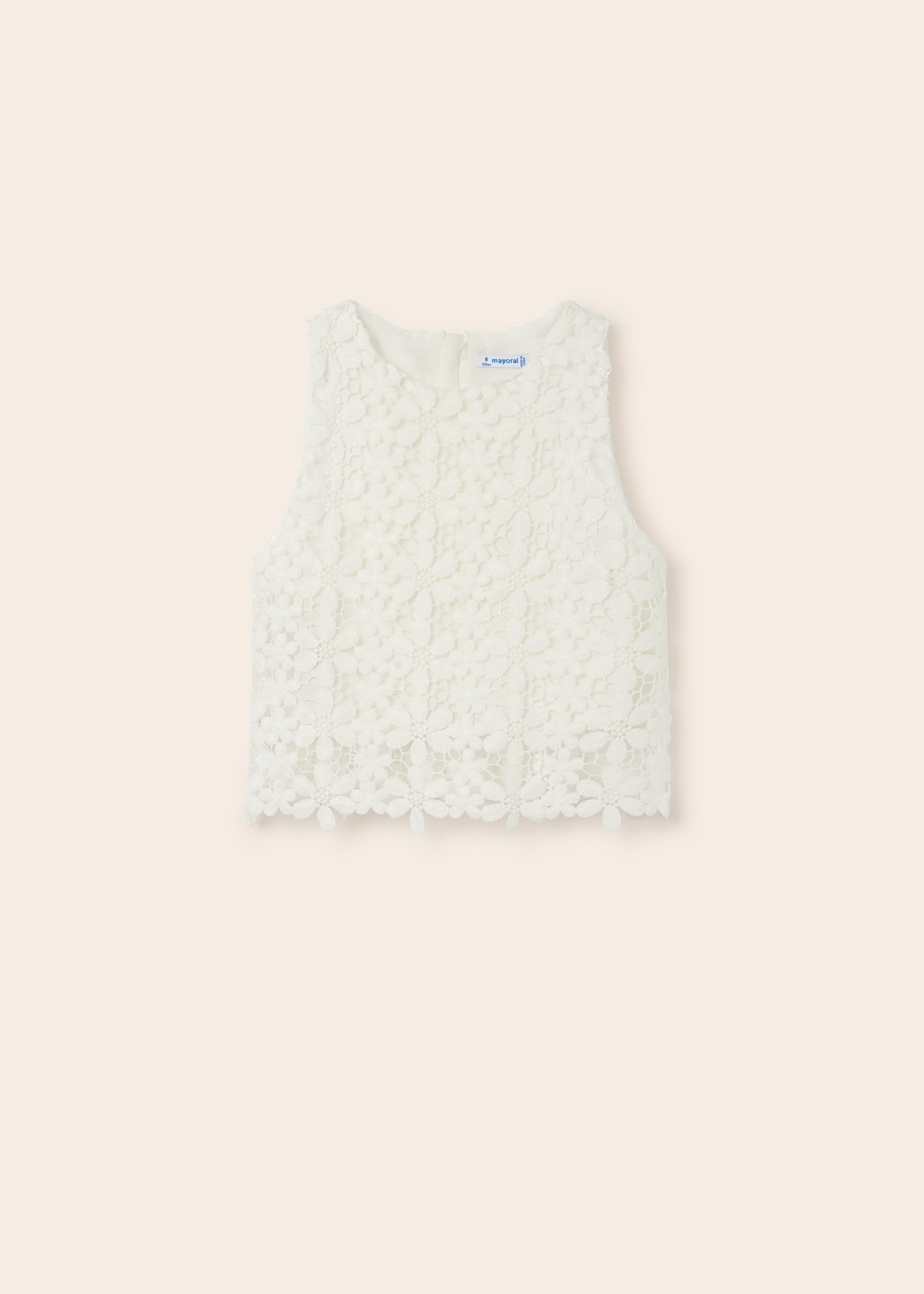 Blusa sem mangas de guipure para meninas
