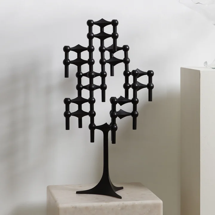 Stoff Nagel - Kerzenständer, H 23 cm, schwarz