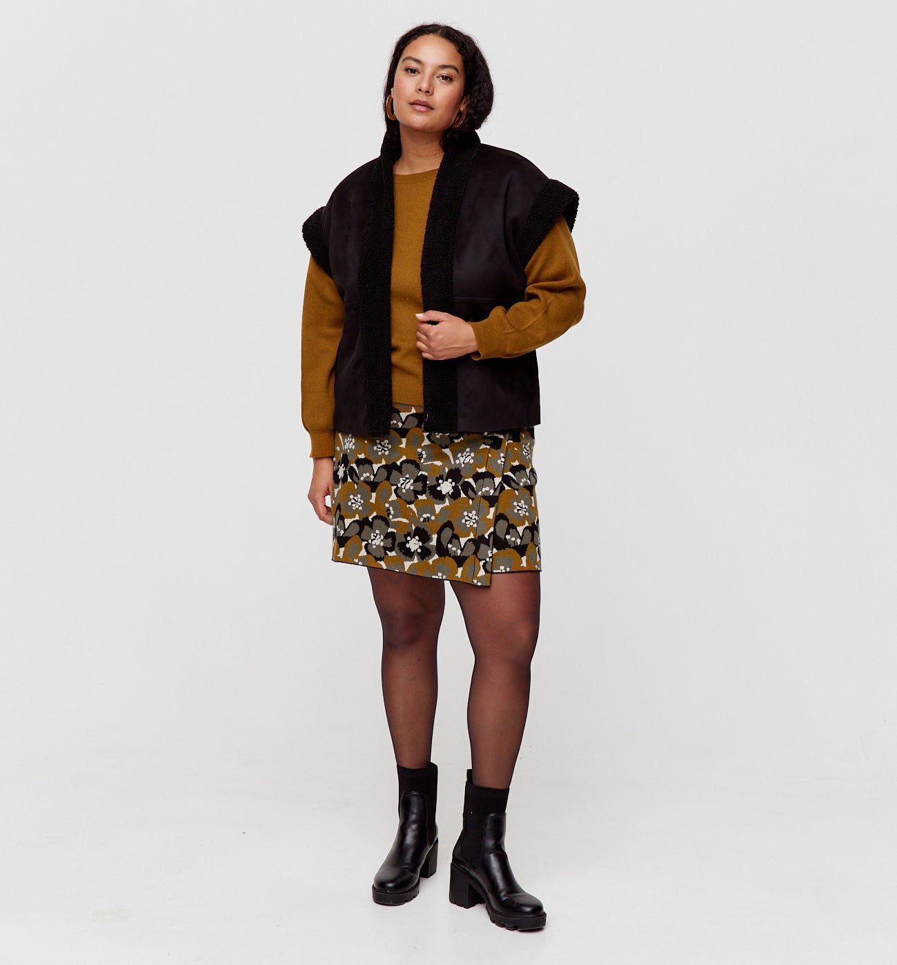 Jupe courte en maille jacquard - Imprimé bronze
