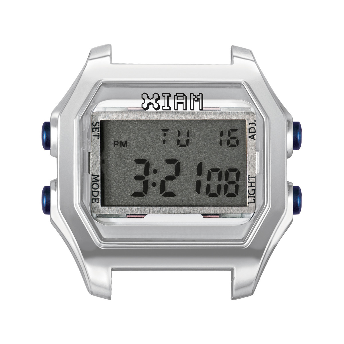 Boîte de montre IAM large polycarbonate argenté