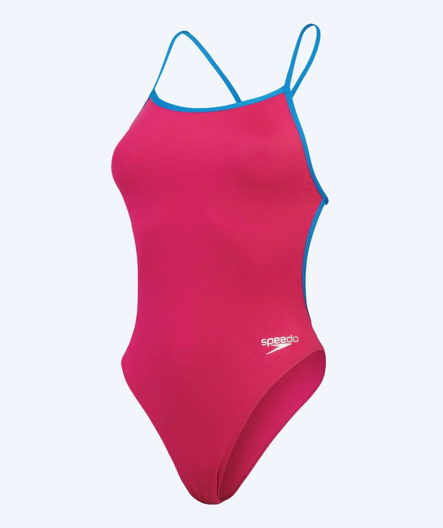 Speedo badedragt til damer - Solid V-Back - Lyserød/blå