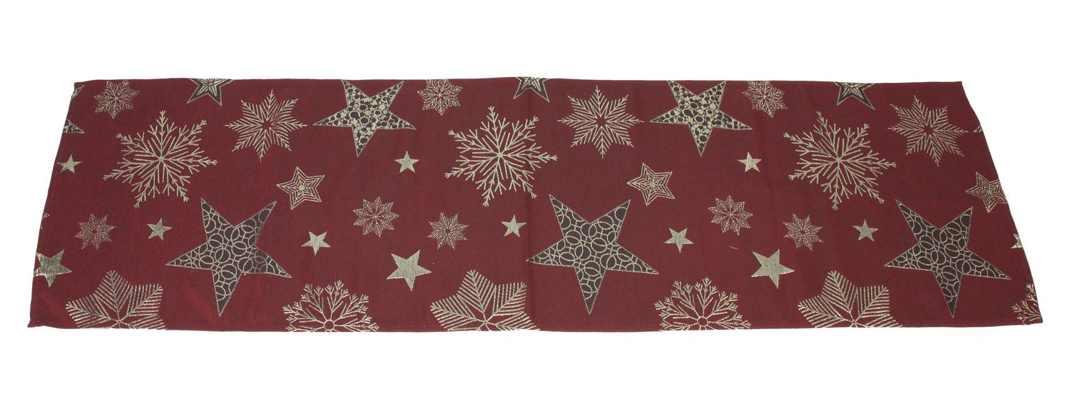 FRANK FLECHTWAREN | Sparkling Stars Tafelloper, POLYESTER, 40 x 140 cm