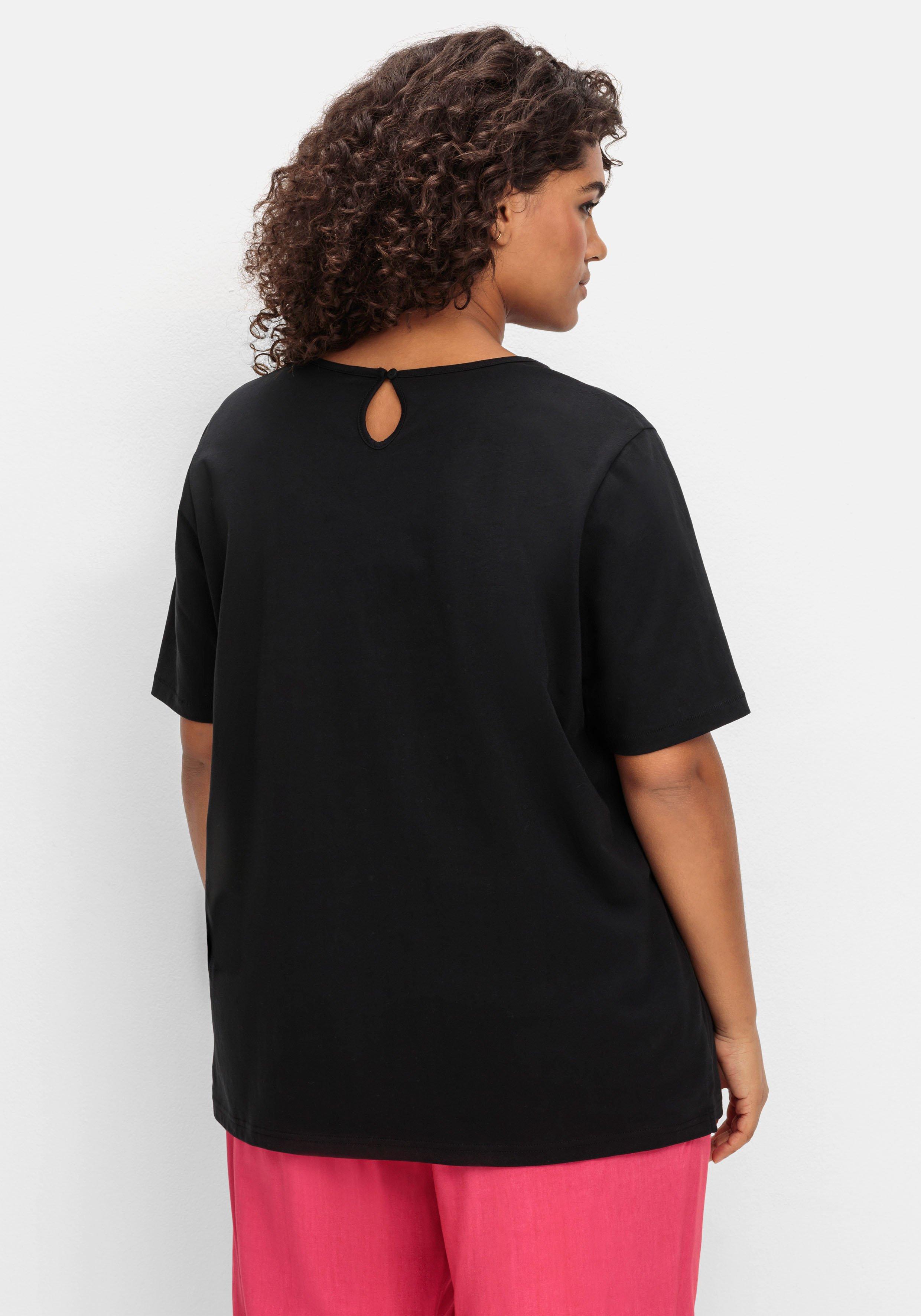 T-Shirt mit Blumen-Applikation