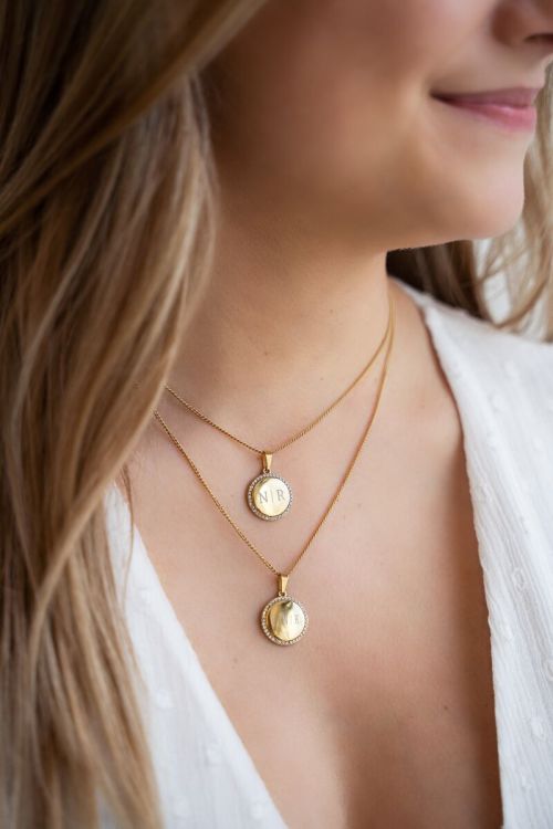 Atelier lange ketting met ronde strass bedel