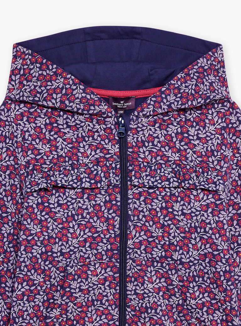Sweat à capuche violet à imprimé fleuri