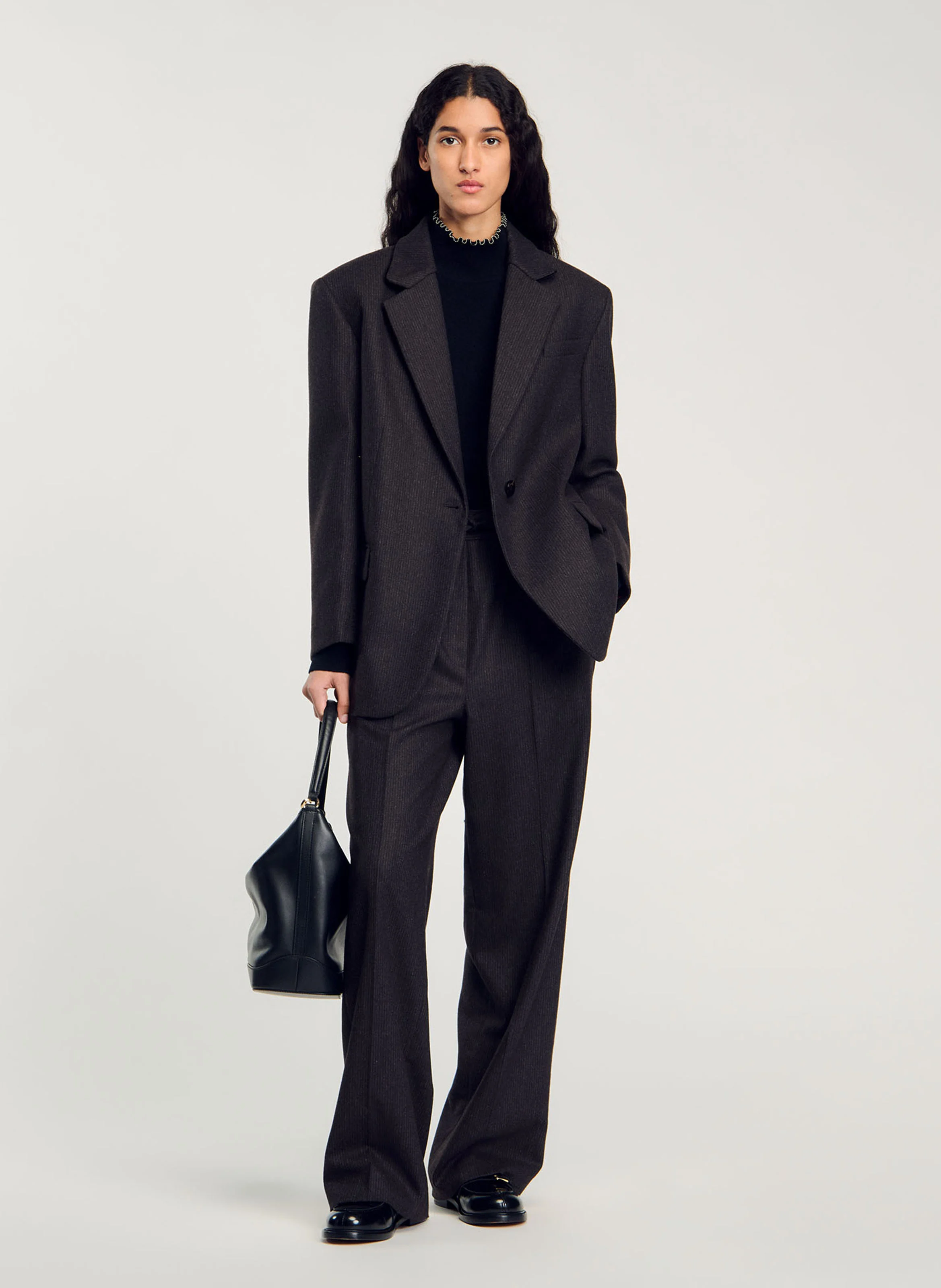 Veste de tailleur en laine mélangée | Marron