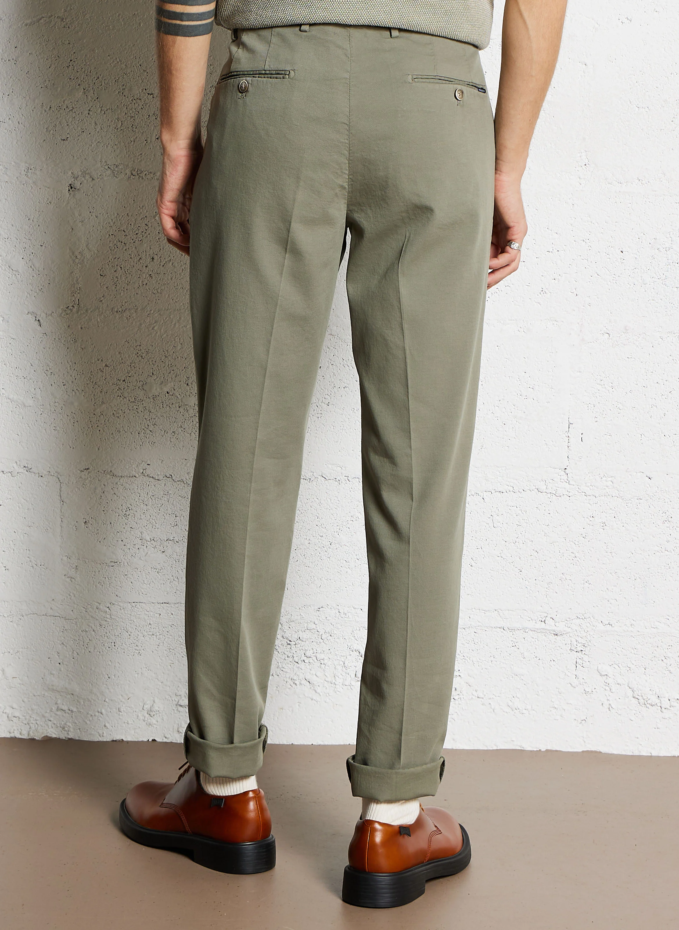 Pantalon droit en coton mélangé | Vert