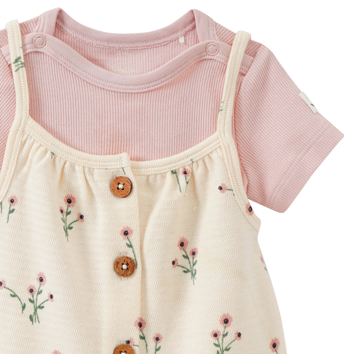 Topomini Pure Collection Newborn Strampler und Kurzarmbody im Set creme / puderrosa