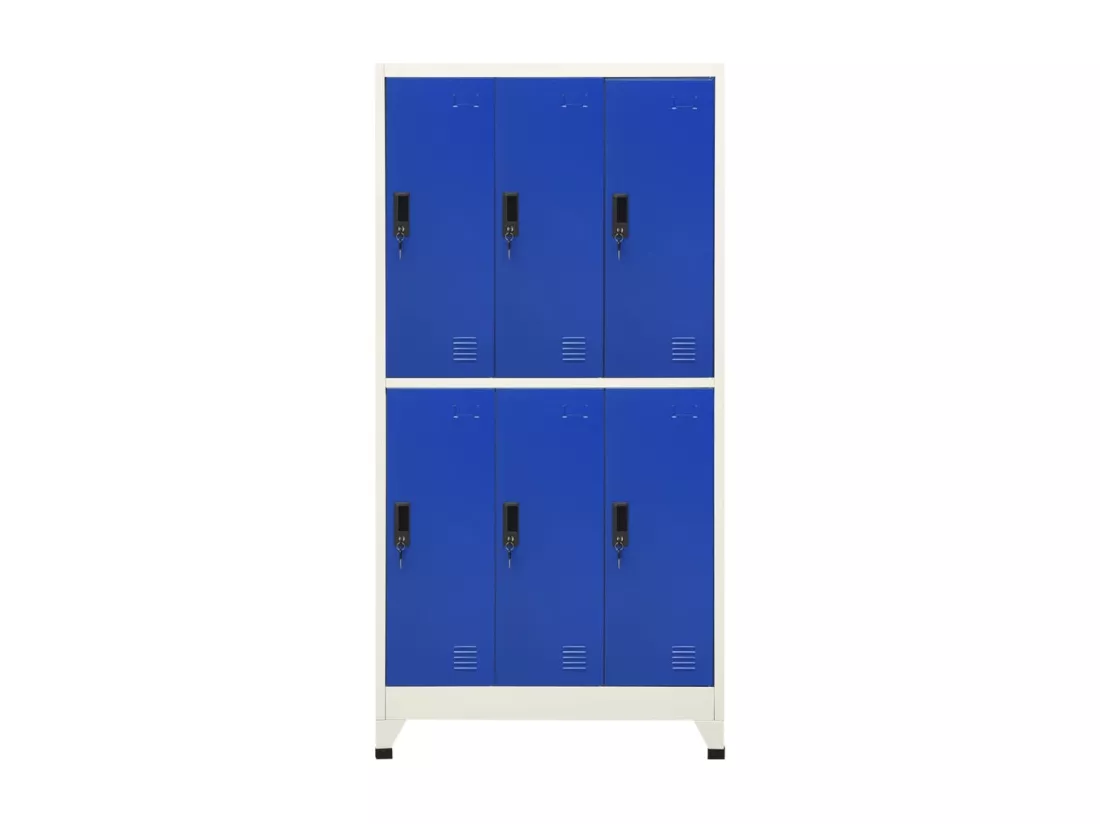 Armoire à casiers Gris et bleu 90x45x180 cm Acier