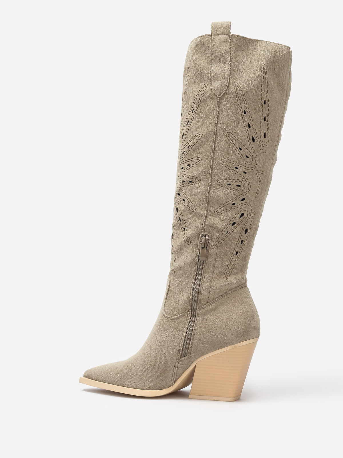 Bottes santiags en suédine ajourée- Kaki