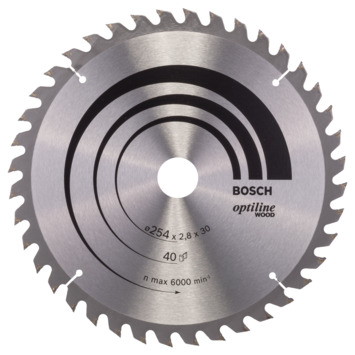 Bosch cirkelzaagblad Optiline voor hout 40 tanden - 254 x 30 x 2,8 mm