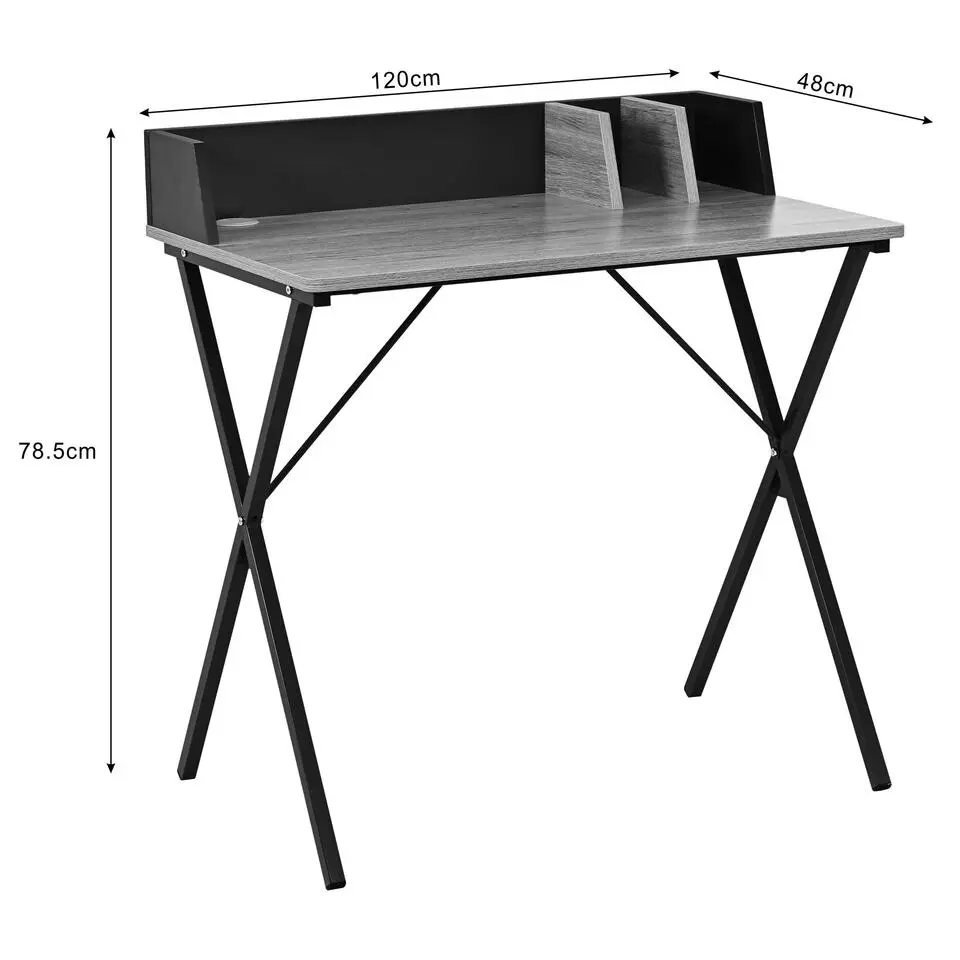 Bureau Carl 80x50x72.5cm - eikdecor/donkergrijs