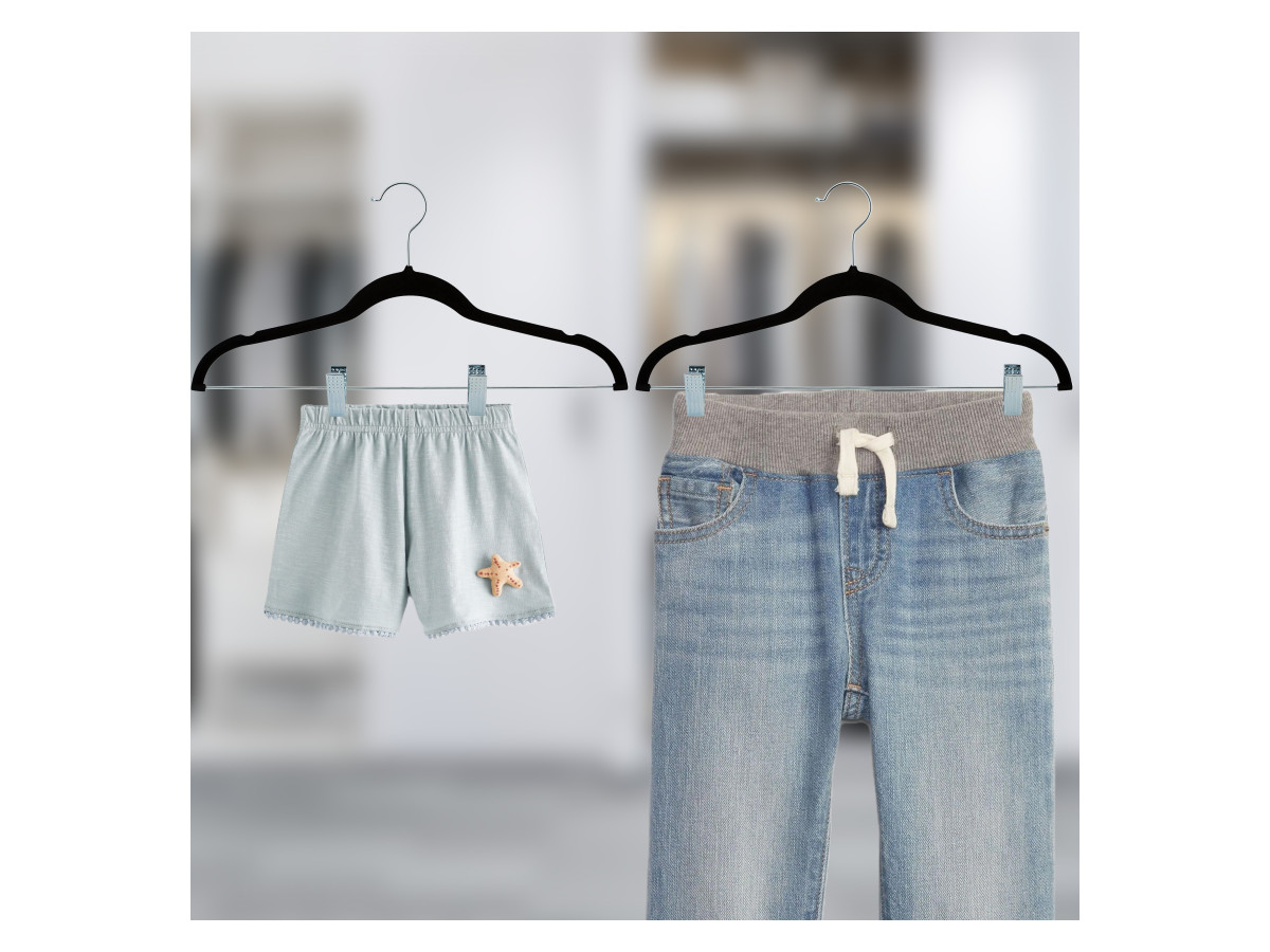 Brixy set van 20 kledinghangers met knijpers - Black