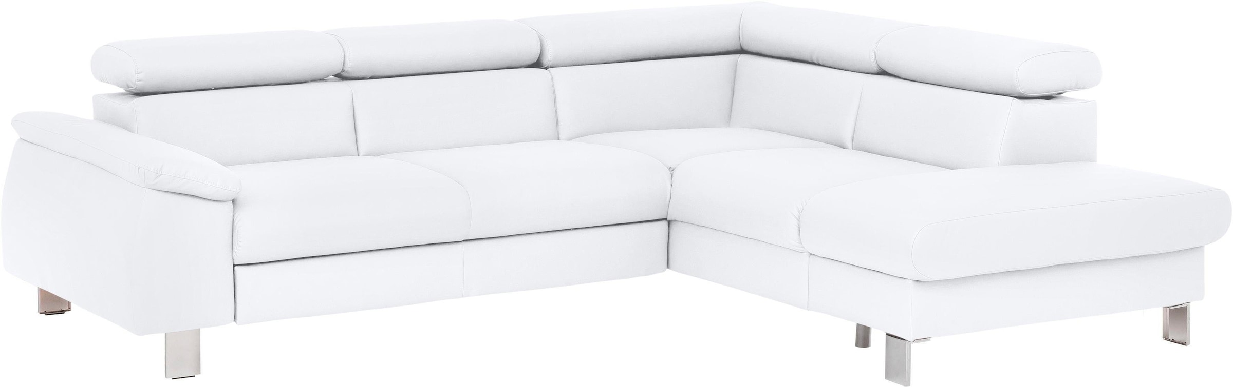 COTTA Polstergarnitur »Komaris L-Form, B: 249 bzw. 100 cm (Set: Ecksofa & Hocker)« Set,  mit Kopfteilverstellung, optional Bettfunktion, Bettkasten & Licht