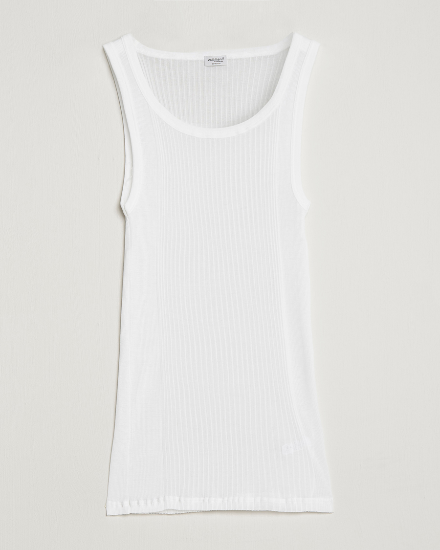 Zimmerli of Switzerland Ribbed Mercerized Cotton Tank Top White