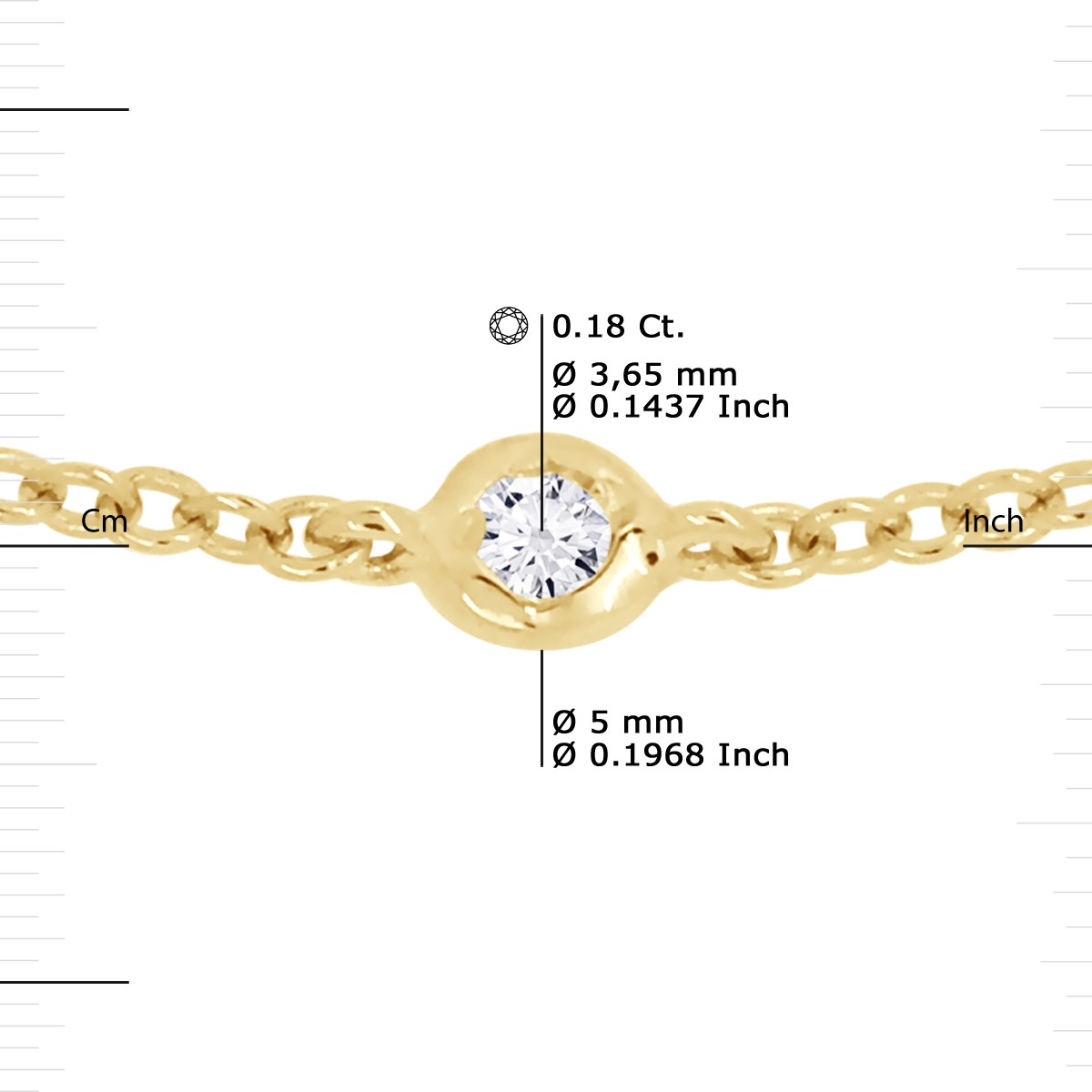 Collier Chaîne Forçat alternée Diamants 0,18 Cts Or Jaune 18 Carats