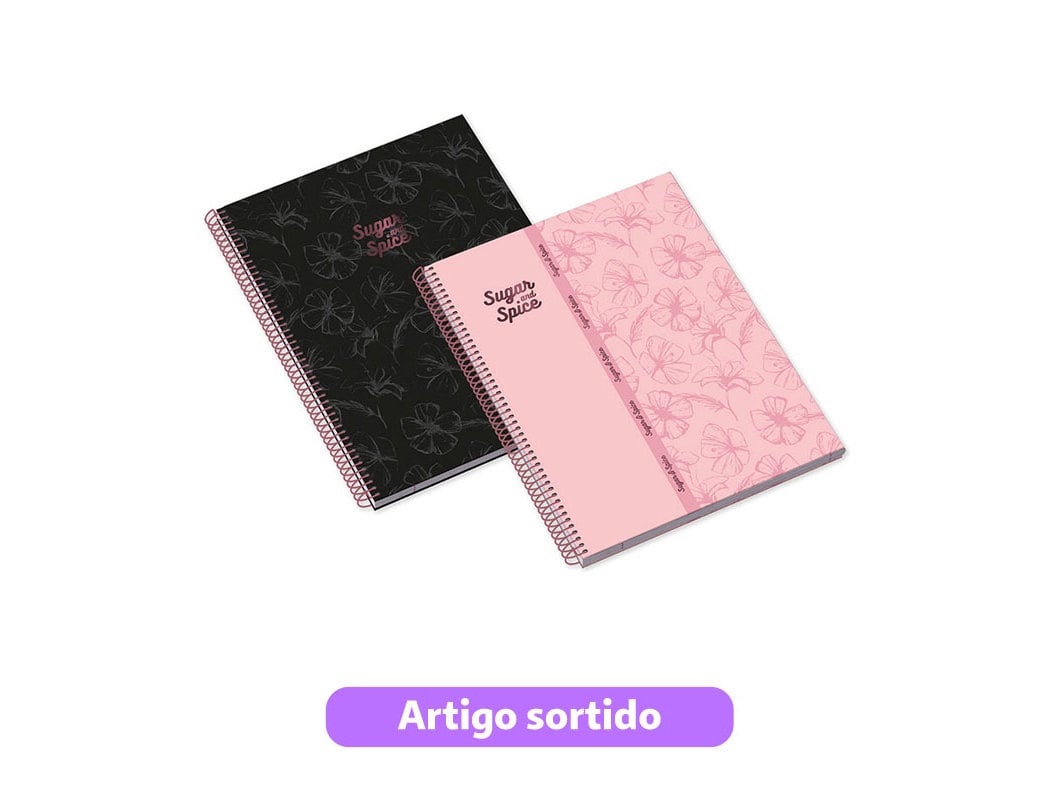 CADERNO ESPIRAL A4 AMBAR SUGAR&SPICE 80 FOLHAS 100G MODELOS SORTIDOS
