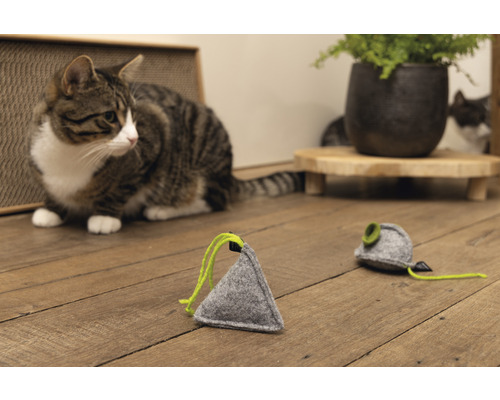 Kattenspeeltje beeztees Minus one muis Luca grijsgroen 8 x 5 x 4 cm