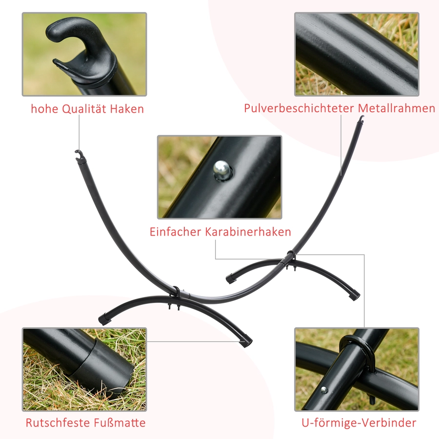 Outsunny Hängemattengestell aus Metall Schwarz