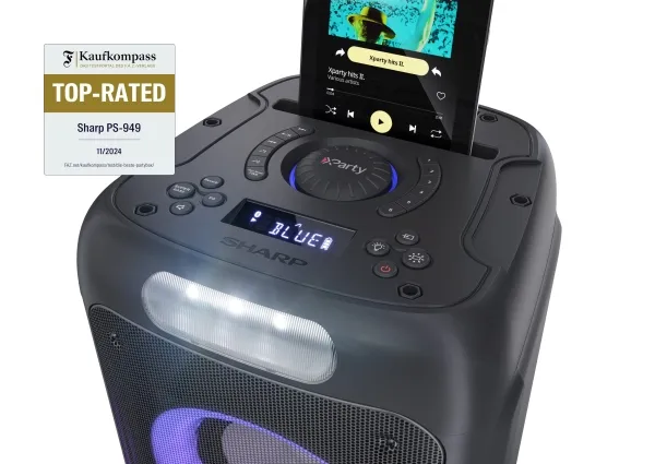 Sharp XParty Street Beat PS-949 - Festhøjttaler - trådløs - Bluetooth - App-kontrolleret - sort (gitterfarve - sort)