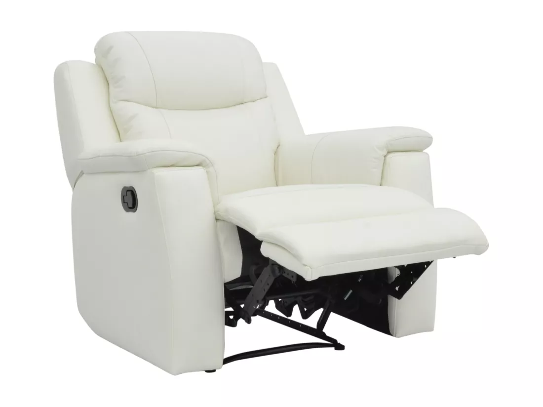 Canapés 3 places 2 places et un fauteuil relax EVASION en cuir - Blanc ivoire